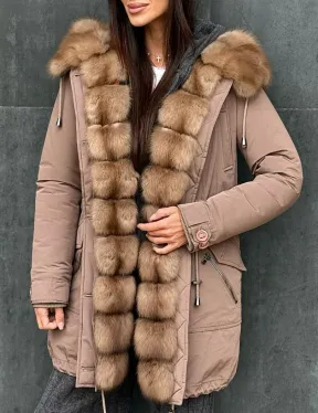 Женский пуховик с мехом куницы - фото 1