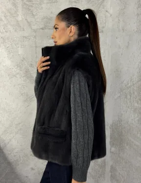 Норковая жилетка - графит - фото 4