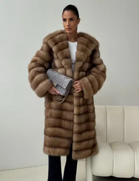 Шуба из куницы с капюшоном кобра - фото 4