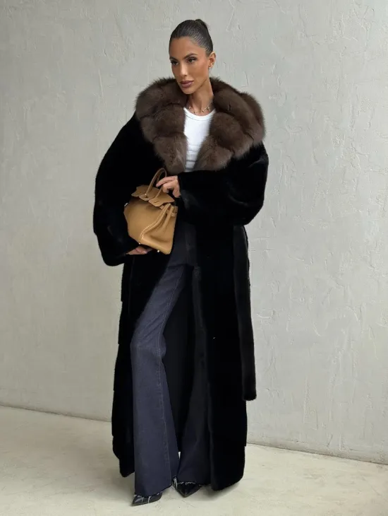 Длинная шуба из аукционного меха норки SAGA FURS - фото 10