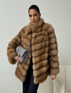 Шуба из куницы - стойка воротник - фото 6