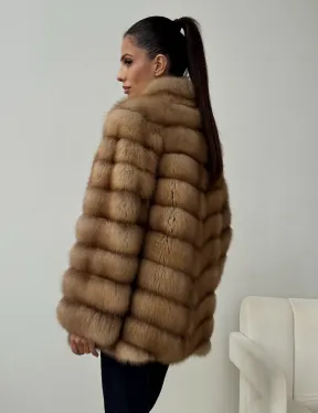 Шуба из куницы - стойка воротник - фото 3