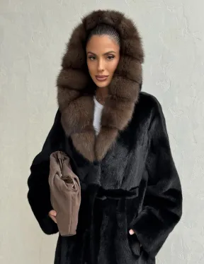 Норка кимоно BLACKGLAMA С капюшоном - фото 10