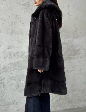 Женская норковая шуба с капюшоном - фото 2