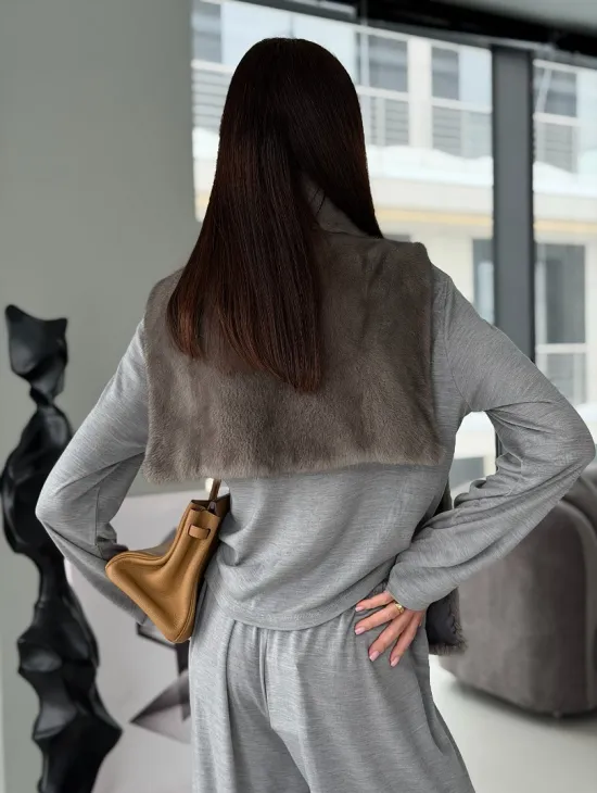 Манишка норковая серая - фото 17