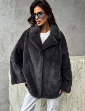 Серый норковый полушубок - автоледи - фото 5