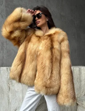 Шуба из натурального лисьего меха - фото 0