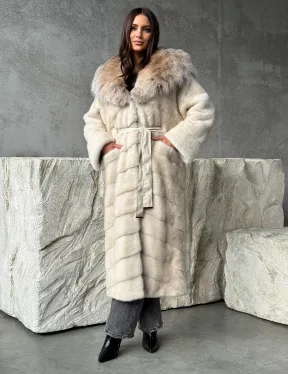Норка шуба паркет с капюшоном рысь - фото 4