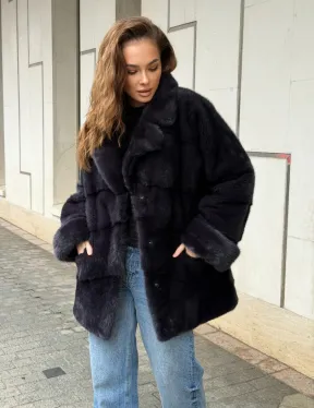 Норковый полушубок - английский воротник - фото 10