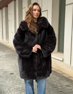 Норковая шуба с капюшоном - фото 5