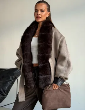 Пальто с мехом финского песца - фото 0