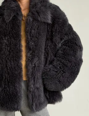 Короткая дубленка из овчины тиградо - фото 1