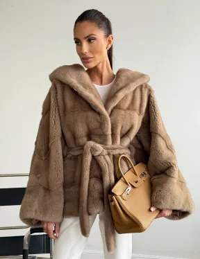 Норка пастель с капюшоном - летучая мышь - фото 7