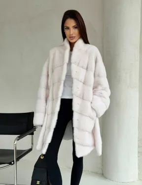 Белая шуба-кимоно, мех норка - фото 11