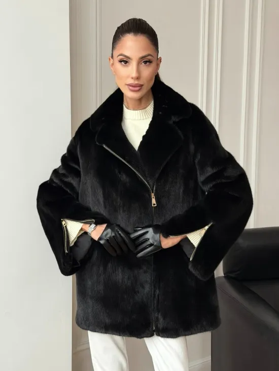 Черная норковая косуха - фото 14