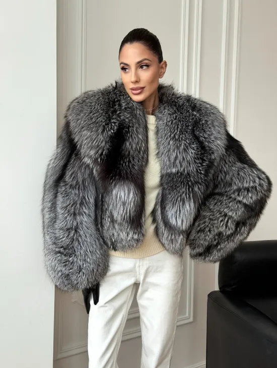 Кроп-шуба из чернобурой лисы - фото 12