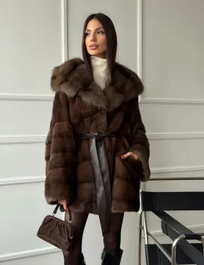 Шуба норка - кимоно с капюшоном - фото 11