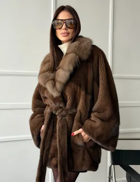 Полушубок автоледи норковый - воротник куница - фото 9