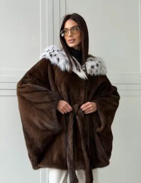 Норковая шуба с капюшоном по рысь - фото 14