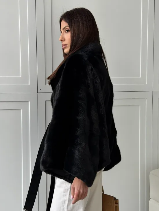 Черная норка летучая мышь - английский воротник - фото 5