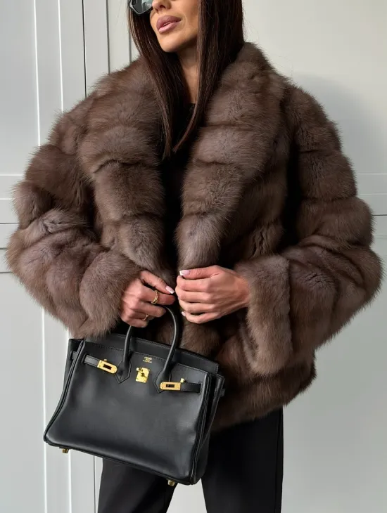 Куртка из куницы - воротник шаль - фото 4