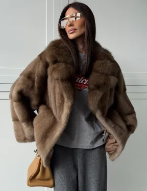 Куртка из меха норки - воротник куница - фото 9