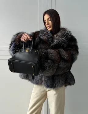 Шуба из меха блюфрост - воротник английский - фото 17