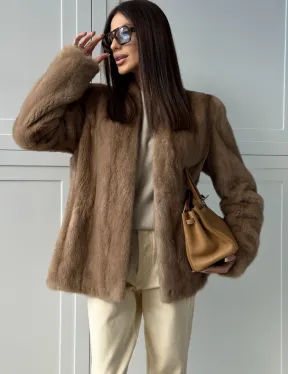 Женский норковый полушубок пастель - фото 7