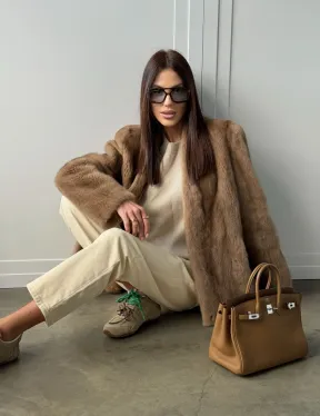 Женский норковый полушубок пастель - фото 17