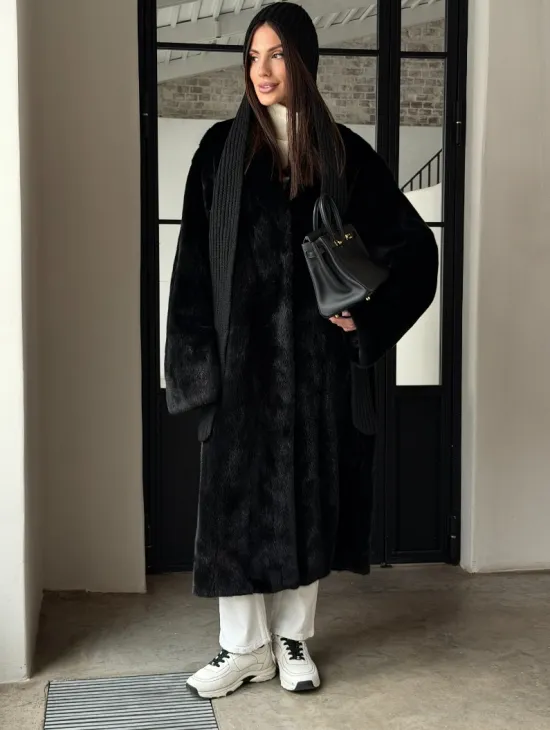 Шуба норка Blackglama V-образный ворот - фото 14