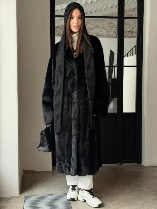 Шуба норка Blackglama V-образный ворот - фото 15