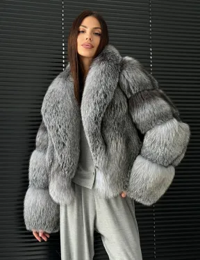 Полушубок - кроп из меха блюфрост - фото 0