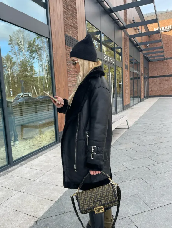 Дубленка авиатор удлиненная - фото 2