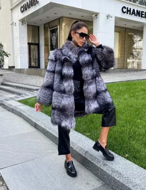 Шуба из меха чернобурой лисы - фото 3