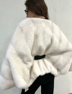 Белое болеро (жакет) из меха норки - фото 4