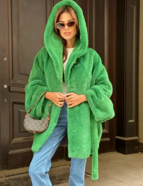 Шуба норковая с капюшоном 100524 - фото 0