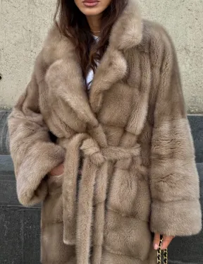 Шуба норковая - цвет пастель - фото 1