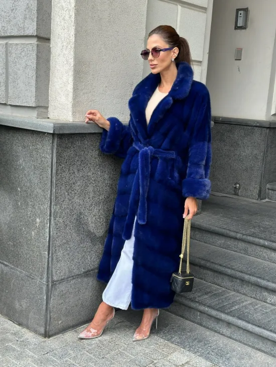 Норковая шуба - цвет электрик - фото 6