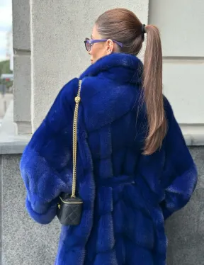 Норковая шуба - цвет электрик - фото 3