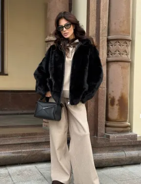 Черная норковая шуба с капюшоном - фото 10