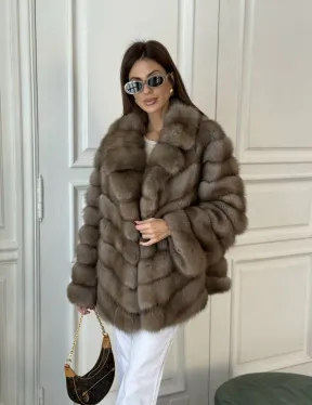 Шуба из куницы воротник английский - фото 7