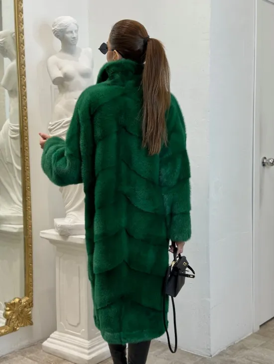 Норка паркет английский воротник - цвет изумруд - фото 3