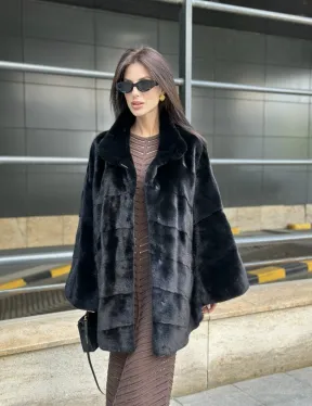 Норка BLACKGLAMA стойка воротник паркет - фото 5