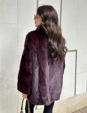 Женская норковая курточка - цвет бордо - фото 6