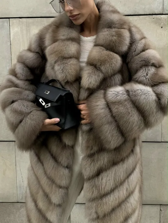 Шуба из куницы женская - цвет тор-тор - фото 1